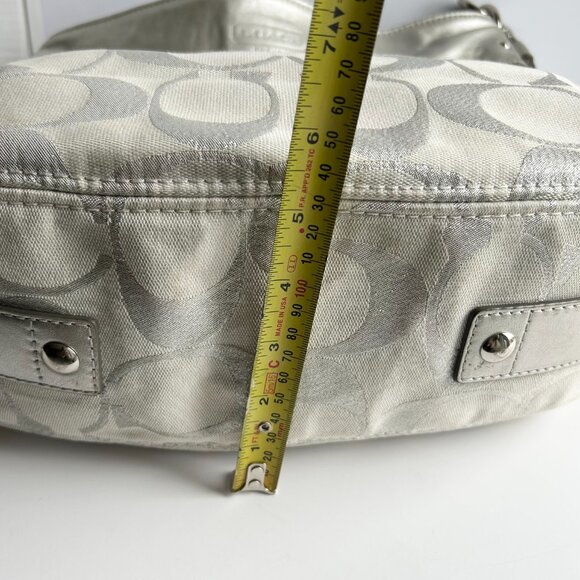 Coach Zoe Signature C Canvas Leather Hobo Shoulder Bag in Cream and Silver - Picture 14 of 17